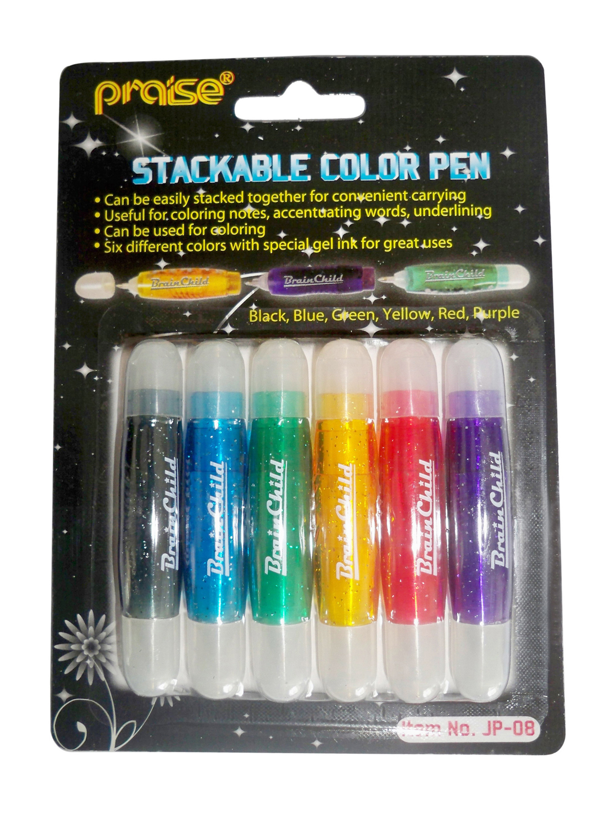 Assorted Gadget Pens - Bracelet Pens are made with flexible phthalate free plastic. This product not only offers creativities but also provides the consumer with an opportunity to signal his/her personal style. Assorted colors per inner box (black, blue, red). 9 1/4 long, 1 pc per blister pack, 24 pcs/display box, 4 display boxes per carton. US patent protected.