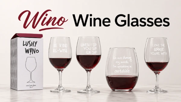 Copas de Vino de Novedad Lushy Wino con Grabado Láser | Carga Manifestada