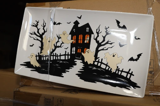 Way to Celebrate Halloween Ceramic Haunted House Serve Tray