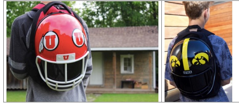Football helmet store backpack